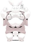  2022 anthro asian_clothing belly clothing east_asian_clothing eyes_closed fundoshi hi_res humanoid_hands japanese_clothing japanese_text kemono lagomorph leporid male mammal moobs nipples overweight overweight_male rabbit sigenoya simple_background solo takotyutyu text underwear white_body white_clothing white_fundoshi white_underwear 