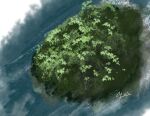  artist_name cloud commentary_request day from_above island ocean original outdoors scenery signature tree waisshu_(sougyokyuu) 