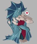  &lt;3 animal_humanoid anthro big_ears blue_body blue_skin brown_body brown_fur canid canine elranno embrace fennec_boy_(elranno) fish fish_boy_(elranno) fish_humanoid flannel_shirt fox fur hug humanoid male male/male mammal marine marine_humanoid speech_bubble 