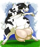  2018 belly big_belly chubby_anthro chubby_female cowgirl_position female feral from_front_position hi_res hooves horn kung_pow_enter_the_fist looking_at_viewer moo-nieu on_bottom on_top overweight overweight_female overweight_feral pose raised_tail reagan700 sex slightly_chubby solo standing teats udders 