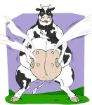  2020 belly big_belly bovid bovine cattle chubby_female chubby_feral female feral hi_res hooves horn kung_pow_enter_the_fist looking_at_viewer mammal milk moo-nieu nude overweight overweight_female overweight_feral reagan700 self_milking slightly_chubby solo spread_legs spreading standing teats tongue tongue_out udders 