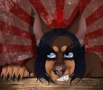  angry anthro canid canine canis chibi dobermann dobermans domestic_dog english_text female goth grr hi_res humanoid humor mammal paizli pinscher solo text thehuntingwolf 