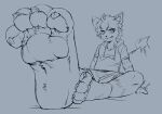  4_toes animated anthro barefoot canid canine claws clothed clothing feet foot_fetish foot_focus fox fur hindpaw looking_at_viewer male mammal monochrome pawpads paws plantigrade qingbai short_playtime sitting soles solo stretching toe_claws toe_curl toe_wiggle toes 