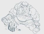  2022 anthro belly bodily_fluids bottomwear clothing elephant elephantid hi_res humanoid_hands huynhduyad14 male mammal overweight overweight_male proboscidean shirt shorts sitting sketch solo sweat text text_on_clothing text_on_shirt text_on_topwear topwear 