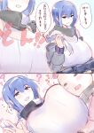  1boy 1girl blue_hair breasts commander_(girls&#039;_frontline) dp-12_(girls&#039;_frontline) goban large_breasts purple_eyes 