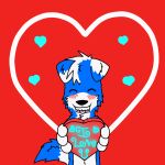  &lt;3 1:1 2012 animated anthro bandai_namco biped blep blue_body blue_ears blue_fur blue_hair blush canid canine chest_tuft digimon digimon_(species) fur gaokun gaokun_(character) grin hair holidays male mammal multicolored_body multicolored_ears multicolored_fur multicolored_hair red_background simple_background smile solo tail_motion tailwag tongue tongue_out tuft two_tone_body two_tone_ears two_tone_fur two_tone_hair valentine&#039;s_day white_body white_ears white_fur white_hair 