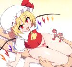  1boy 1girl ascot bangs bar_censor bare_legs blonde_hair blush bow bow_panties breasts censored collared_shirt commentary_request crystal eyebrows_visible_through_hair flandre_scarlet gradient gradient_background grinding hair_between_eyes hat hat_ribbon heart hetero jewelry looking_at_another mob_cap open_mouth panties penis pink_panties puffy_short_sleeves puffy_sleeves red_bow red_eyes red_heart red_ribbon red_vest ribbon rizento seiza shadow shirt short_hair short_sleeves sitting sitting_on_person small_breasts smile sparkle sparkle_background thigh_sex touhou underwear vest white_background white_headwear white_shirt wings yellow_ascot yellow_background 