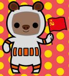  absurd_res ambiguous_gender anthro clothing dafting digital_media_(artwork) fan_character flag hi_res mammal overweight russian simple_background solo soviet_flag soviet_union ursid 