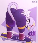  absurd_res anthro ass_up bent_over big_butt blaze_the_cat butt butt_focus butt_grab clothed clothing conditional_dnp digital_drawing_(artwork) digital_media_(artwork) domestic_cat felid feline felis female fur hand_on_butt hi_res hoverboard huge_butt legwear looking_at_viewer looking_back mammal pinup pose princess purple_body purple_clothing purple_fur royalty sega solo sonic_riders sonic_the_hedgehog_(series) superhypersonic2000_(artist) thick_thighs thigh_highs wide_hips yellow_eyes 