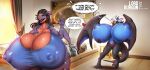  absurd_res areola big_breasts big_butt breast_expansion breast_grab breasts butt claws clothed clothing dragon duo expansion female garchomp hand_on_breast hi_res huge_breasts huge_butt hyper hyper_breasts hyper_butt lordburqan nintendo nipples pok&eacute;mon pok&eacute;mon_(species) thick_thighs video_games 