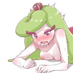  big_breasts blush bodily_fluids breasts bust_portrait drooling female hi_res humanoid lying masking_(artist) nintendo not_furry nude on_front open_mouth pok&eacute;mon pok&eacute;mon_(species) portrait saliva shaking simple_background solo sweat trembling tsareena video_games white_background 