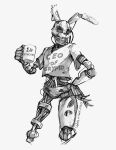  absurd_res alpineping animatronic black_and_white bottomless burntrap_(fnaf) clothed clothing coffee_mug endoskeleton english_text exposed_endoskeleton five_nights_at_freddy&#039;s five_nights_at_freddy&#039;s:_security_breach hand_on_hip hi_res human lagomorph leporid looking_at_viewer machine male mammal monochrome rabbit robot scottgames shirt shirt_only sketch solo t-shirt t-shirt-meme text text_on_clothing text_on_shirt text_on_topwear topwear topwear_only video_games 