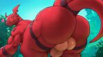 &lt;3 2022 absurd_res anthro balls bandai_namco butt digimon digimon_(species) genitals guilmon hi_res male penis presenting presenting_hindquarters red_body sharp_teeth solo steen teeth 