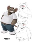  2021 anthro beard belly blush bottomwear brown_body clothing dober eyes_closed facial_hair hi_res humanoid_hands male mammal mouse multiple_poses murid murine navel overweight overweight_male pants pose rodent shirt simple_background solo topwear white_background 