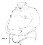  2021 anthro belly bulge clothing dober facial_hair hi_res humanoid_hands male mammal mature_male moobs mustache navel nipples overweight overweight_male simple_background sketch solo underwear ursid white_background 