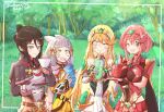  animal_ears bangs bare_shoulders black_gloves blonde_hair blunt_bangs bodysuit breasts cat_ears chest_jewel cleavage cleavage_cutout clothing_cutout dress earrings elbow_gloves fingerless_gloves gloves jewelry large_breasts long_hair morag_ladair_(xenoblade) mythra_(xenoblade) nia_(xenoblade) pyra_(xenoblade) red_eyes red_hair red_legwear red_shorts short_dress short_hair short_shorts shorts silver_hair sofusan1526 swept_bangs thighhighs tiara very_long_hair white_dress white_gloves xenoblade_chronicles_(series) xenoblade_chronicles_2 yellow_bodysuit yellow_eyes 