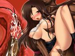  1girl ava breast_grab breasts brown_eyes brown_hair censored cross_section cum cum_in_pussy cum_inside final_fantasy final_fantasy_vii grabbing large_breasts leg_lift long_hair no_panties open_mouth penis pussy rape sex sweat tears tifa_lockhart torn_clothes vaginal wince wink 