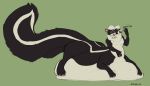  2018 2_heads anthro black_fur bobskunk burping conjoined eyewear fur glasses green_background hi_res huge_tail male mammal mephitid multi_head multifur obese overweight saphiros simple_background skunk taur white_fur 