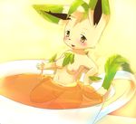  1girl animal_ears barefoot bath breasts feet female furry ka_(pixiv341010) kagerofu leafeon mound_of_venus nipples nude paws pokemon pussy solo tail 