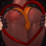  &lt;3 animated anthro avinz black_background black_fingers brown_body brown_fur butt butt_focus clothing female fur glowing_heart holding_heart holding_object lace low_res mega_evolution mega_lopunny mya_the_pokegirl nintendo orange_clothing orange_panties orange_underwear panties pok&eacute;mon pok&eacute;mon_(species) scut_tail short_tail simple_background solo spank_marks tan_body tan_fur underwear video_games 