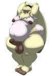  angoramon anthro armpit_hair balls bandai_namco belly big_butt body_hair butt cheese_cake digimon digimon_(species) digimon_ghost_game erection fur genitals hair hair_over_eyes hands_behind_back hi_res lagomorph leporid long_ears male mammal moobs navel nipples overweight overweight_male penis rabbit solo yellow_body yellow_fur 