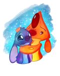  2022 alien blue_body blue_eyes blue_fur blue_nose chest_tuft claws digital_drawing_(artwork) digital_media_(artwork) disney duo ears_down experiment_(lilo_and_stitch) eyebrows fur hand_on_head head_tuft heat_(lilo_and_stitch) hi_res lilo_and_stitch notched_ear orange_body orange_claws orange_fur pivoted_ears pupils raised_inner_eyebrows red_nose sad salty_nebula stitch_(lilo_and_stitch) tuft white_pupils yellow_body yellow_fur 