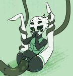  &lt;3 &lt;3_eyes 6_eyes abdominal_bulge animal_humanoid animated anthro arthropod arthropod_humanoid big_tentacles blinking blush bodily_fluids clitoris clothing consentacles covering covering_mouth covering_own_mouth covering_self female genital_fluids genitals green_clothing green_tentacles hollow_knight humanoid insect insect_humanoid isma_(hollow_knight) legs_held_up legs_over_head legwear long_legs mightywheelchair multi_eye penetration plant plant_tentacles plump_labia pussy pussy_juice raised_leg sitting solo spread_legs spreading team_cherry tentacles thigh_highs urethra vaginal vaginal_penetration video_games 