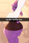 absurd_res big_butt bottomwear breasts butt chiropteran clothed clothing dialogue evil_grin female hair hi_res lacy_(blazethefox) mammal membrane_(anatomy) membranous_wings miniskirt purple_hair shakotanbunny shirt skirt smile solo thick_thighs topwear wings 