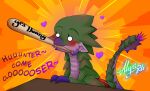  &lt;3 2022 alyrise anthro baseball_bat bat_(object) blush capcom cute_eyes dialogue_box dragon dreadqueen_rathian eyebrows female feral flying_wyvern green_body green_scales headshot_portrait humanoid_pointy_ears mammal monster_hunter object_in_mouth open_mouth open_smile parody portrait purple_body rath_wyvern rathian reaction_image reptile scales scalie smile solo spikes spikes_(anatomy) text video_games 