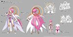 2boys 2girls back blue_eyes breasts character_sheet cleavage flonne grey_background halo lamington_(disgaea) large_breasts long_hair multiple_boys multiple_girls multiple_views pink_hair simple_background solo_focus standing turnaround valvatorez_(disgaea) very_long_hair vulcanus_(disgaea_4) 