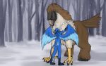  16:10 accipitrid accipitriform anthro avian bird duo eagle embrace european_mythology face_in_chest feral fluffy_chest greek_mythology gryphon hi_res hippogriff hug male male/male mythological_avian mythology philippine_eagle pirate_eagle plant pressing_against snow tagme torakuta tree widescreen wings 