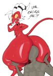  ambiguous_gender anal annoyed anthro big_butt butt butt_grab collar demon duo english_text hair hand_on_butt helluva_boss hi_res horn huge_butt humanoid imp male male/ambiguous moxxie_(helluva_boss) oral red_body red_tail rimming sex sqoon text thick_thighs white_hair 