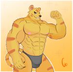  abs absurd_res animal_crossing animal_humanoid anthro barazoku biceps bulge clothing digital_drawing_(artwork) digital_media_(artwork) felid felid_humanoid fist_pump flexing gio-joe gradient_background hi_res humanoid male mammal mammal_humanoid muscular muscular_anthro muscular_male nintendo nipples pantherine pantherine_humanoid pecs shaded simple_background smile solo tiger tiger_humanoid tybalt_(animal_crossing) underwear undies_only video_games yellow_background 