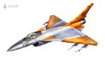  2022 \m/ aircraft airplane animal_print asterozoa chinese_zodiac english_commentary fighter_jet helmet highres j-10 jet looking_at_viewer military military_vehicle missile original star_(symbol) tiger tiger_print vehicle_focus year_of_the_tiger 