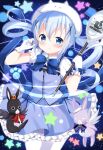  1girl anko_(gochiusa) bangs blue_bow blue_bowtie blue_eyes blue_skirt blue_vest blush bow bowtie closed_mouth frilled_skirt frills gloves gochuumon_wa_usagi_desu_ka? hair_between_eyes hair_ornament hairclip highres kafuu_chino light_blue_hair long_hair magical_girl miniskirt pantyhose petticoat puffy_short_sleeves puffy_sleeves shirt short_sleeves skirt smile solo twintails vest white_gloves white_legwear white_shirt wild_geese x_hair_ornament yoboshi 