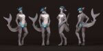  2020 3d_(artwork) abs absurd_res android anthro clothing digital_media_(artwork) digitigrade fish hi_res machine male marine mishark multiple_poses pose robot shark simple_background solo standing underwear yan_wiah 