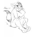  2018 anthro blush domestic_cat felid feline felis female fur hi_res looking_at_viewer mammal marcushunter monochrome nude pawpads paws pillow rosemary_wells signature sitting smile solo timothy_goes_to_school traditional_media_(artwork) whiskers yoko_(tgts) 