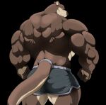  2021 5_fingers anthro back_muscles big_muscles black_background black_nose bottomwear brown_body brown_fur claws clothed clothing fingers fur grey_claws grey_eyes hi_res huge_muscles humanoid_hands lutrine male mammal muscular muscular_anthro muscular_male mustelid shorts simple_background solo standing topless whiskers xxsparcoxx 