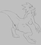  alphys anthro anus big_anus big_breasts big_hands breasts buckteeth butt claws digitigrade dinosaur eyewear female genitals glasses greyscale leaning leaning_forward looking_at_viewer looking_back looking_back_at_viewer monochrome nipples non-mammal_breasts non-mammal_nipples nude pussy rear_view reptile scalie solo teeth thick_tail thick_thighs undertale_(series) velvetdelusion wide_hips 