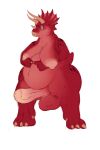  absurd_res anthro balls belly big_balls big_belly big_breasts big_butt big_penis breasts butt ceratopsian cezirthedragon dinosaur eyewear flared_penis genitals glasses herm hi_res horn huge_balls huge_butt huge_penis hyper hyper_belly hyper_genitalia hyper_penis intersex looking_at_viewer ornithischian penis red_body red_scales reptile scales scalie shy slightly_chubby solo thick_thighs triceratops wide_hips 