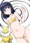  0:00 1girl :o bangs bare_shoulders bikini blue_eyes blue_hair breasts commentary cowboy_shot dawn_(pokemon) dutch_angle eyepatch_bikini groin highres hypno long_hair looking_at_viewer navel parted_lips partially_visible_vulva pokemon pokemon_(creature) pokemon_(game) pokemon_dppt short_hair simple_background small_breasts solo standing strapless strapless_bikini string_bikini swimsuit thigh_gap wedgie white_background yellow_bikini 