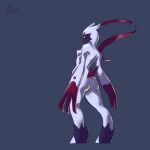  anthro anus breasts butt fangs female fur gatox_(artist) genitals hi_res looking_at_viewer looking_back looking_back_at_viewer nintendo nipples nude pok&eacute;mon pok&eacute;mon_(species) purple_face pussy simple_background sneasler solo standing video_games white_body white_fur 
