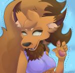  absurd_res andromorph anthro breasts canid canine clothed clothing digital_drawing_(artwork) digital_media_(artwork) female fox fur hair hi_res humanoid hybrid intersex mammal nipples patreon portrait shaded signature simple_background smile solo solo_focus watermark zerab 