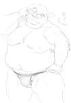  2022 anthro belly canid canine canis clothing daich domestic_dog eyewear glasses hi_res humanoid_hands kemono male mammal moobs navel nipples overweight overweight_male simple_background sketch solo underwear white_background 