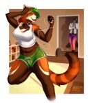  &lt;3 2022 abs absurd_res ailurid anthro arm_support athletic background_character backpack being_watched belly bent_leg big_breasts biped border bottomwear bracelet breasts brown_nose bulge canid canine canis cellphone chest_tuft claws clothed clothing crossed_arms curvy_figure dancing digital_media_(artwork) doorway duo elbow_tufts eyes_closed fingers fully_clothed fur green_bottomwear green_clothing green_hair grey_body grey_fur gynomorph hair headphones hi_res highlights_(coloring) holding_cellphone holding_headphones holding_object holding_phone holding_smartphone inside intersex jacket jewelry leaning leaning_on_doorway leaning_on_elbow leaning_on_object leggings legwear light lighting listening_to_music long_hair looking_at_another love m_artifex mammal markings navel necklace nipple_outline open_mouth orange_body orange_fur orange_hair pawpads phone photo_frame pink_pawpads raised_arm red_panda romantic romantic_couple rug shaded shelf shirt shorts signature slightly_chubby smartphone smile solo_focus striped_markings striped_tail stripes tail_markings tail_motion tailwag tank_top teeth thick_thighs tongue topwear tuft vase voluptuous white_body white_border white_claws white_clothing white_fur white_jacket white_top white_topwear wolf 
