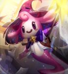  :d blue_bow blue_bowtie bow bowtie colored_skin envelope hat highres holding holding_envelope holding_staff indoors jacket league_of_legends little_legend looking_at_viewer mermaid monster_girl no_humans pink_headwear pink_skin purple_eyes smile staff star_(symbol) star_guardian_(league_of_legends) teeth upper_teeth vincent_t_(oriaarts) walking white_jacket witch_hat 