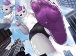  aircraft airplane anthro barefoot big_feet blue_sky bulge city claws feet fur huge_feet humanoid_feet looking_down macro male micro nintendo paws pok&eacute;mon pok&eacute;mon_(species) sky soles solo solutionwcs video_games white_body white_fur 