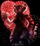  anthro asian_clothing champagne_glass chinese_clothing chinese_dress clothing dreamworks dress east_asian_clothing felid female fireworks fur hi_res holding_glass holding_object kung_fu_panda legwear looking_at_viewer low-angle_view mammal master_tigress nancher pantherine solo stockings striped_body striped_fur stripes tiger 