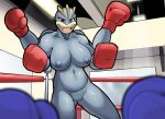  big_breasts boxing_gloves breasts clothing cute_fangs duo female fighting_ring first_person_view fours_(artist) genitals handwear hi_res huge_breasts humanoid looking_at_viewer machamp multi_arm multi_limb nintendo not_furry nude open_mouth pok&eacute;mon pok&eacute;mon_(species) pussy video_games 