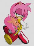  2022 accessory amy_rose anthro clothing colored eulipotyphlan eyelashes female footwear fur gloves green_eyes half-closed_eyes hammer hand_on_weapon handwear headband hedgehog hi_res jupiterorange mammal mostly_nude narrowed_eyes nipples open_mouth pink_body pink_fur pose red_clothing red_footwear red_shoes sega shaded shoes smile solo sonic_the_hedgehog_(series) spassticus tools white_clothing white_gloves white_handwear 